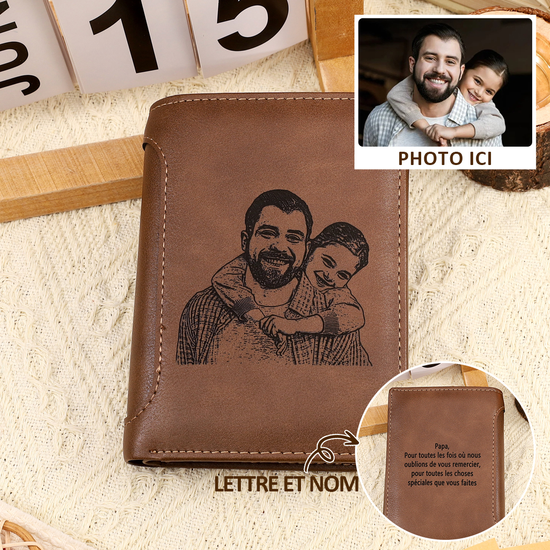 Portefeuille Photo Personnalisé Classique Homme Porte-Monnaie | Jessemade
