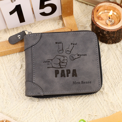 À mon Papa-Portefeuille Poings 5 Prénoms Personnalisée avec Texte Classique Homme Porte-Monnaie Carte
