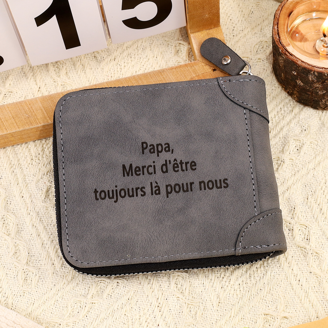 À mon Papa-Portefeuille Poings 2 Prénoms Personnalisée avec Texte Classique Homme Porte-Monnaie Carte