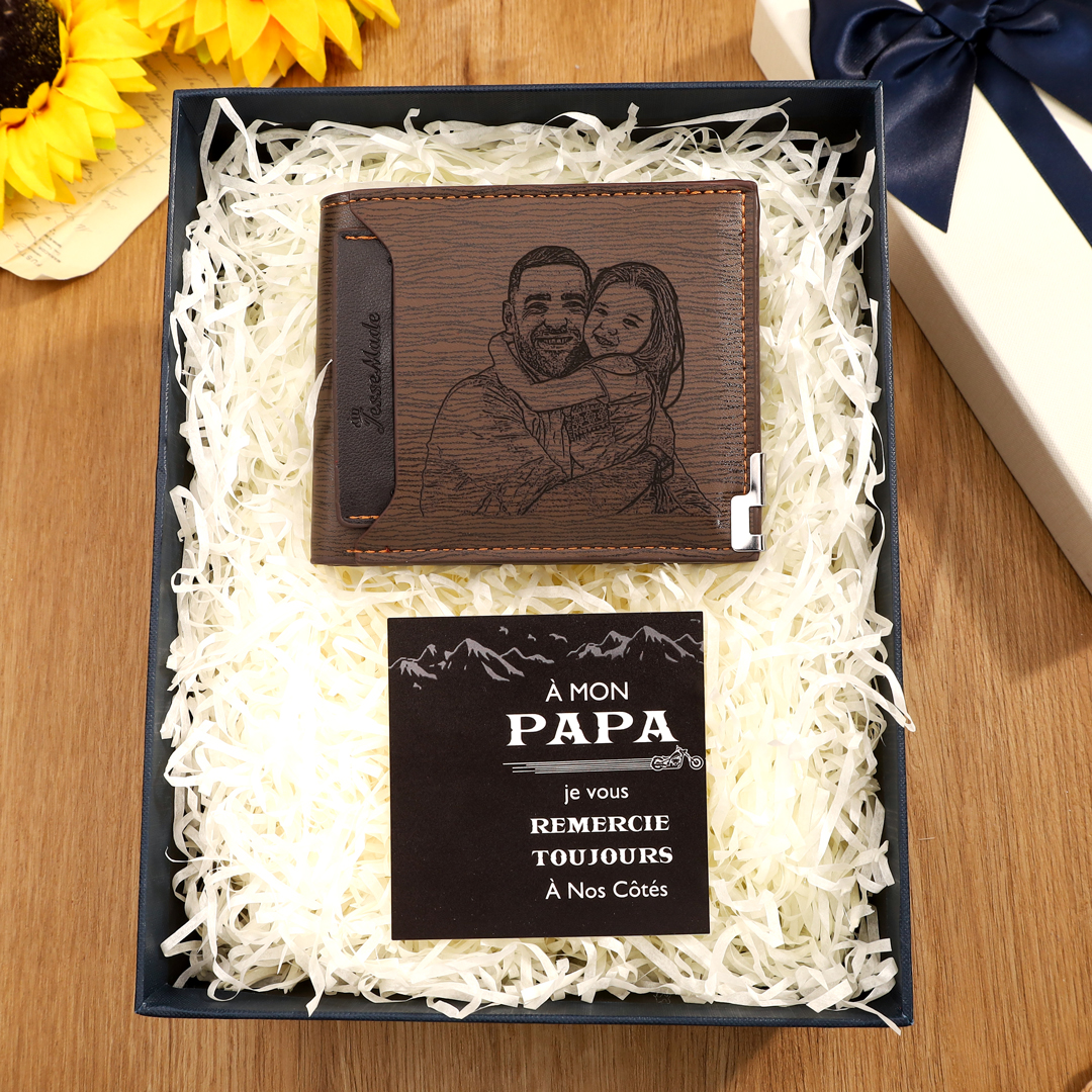 À mon Papa-Portefeuille Personnalisé avec Photo et Texte  Portefeuille Classique Homme pour Père | Jessemade