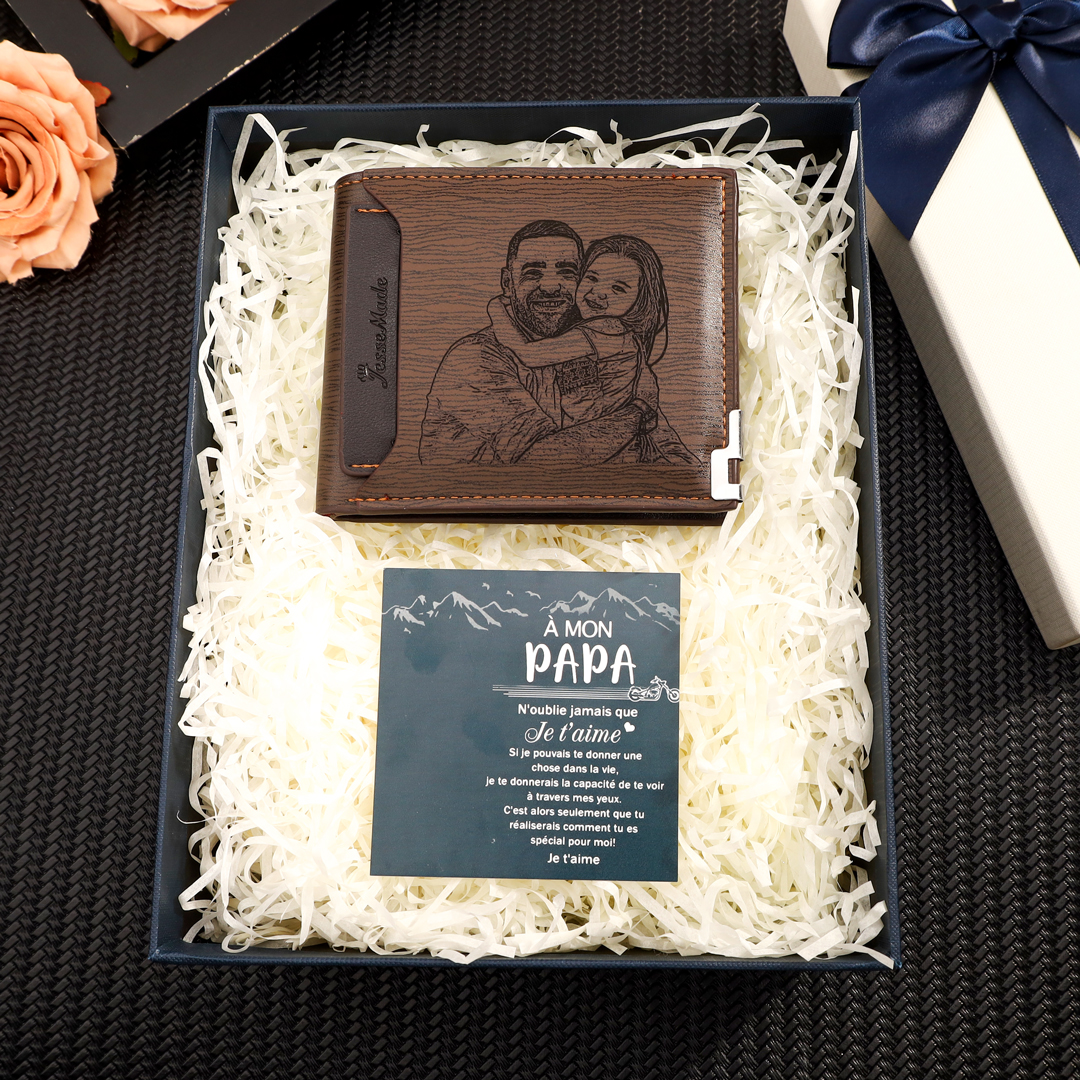 À mon Papa-Portefeuille Personnalisé avec Photo et Texte  Portefeuille Classique Homme pour Père | Jessemade