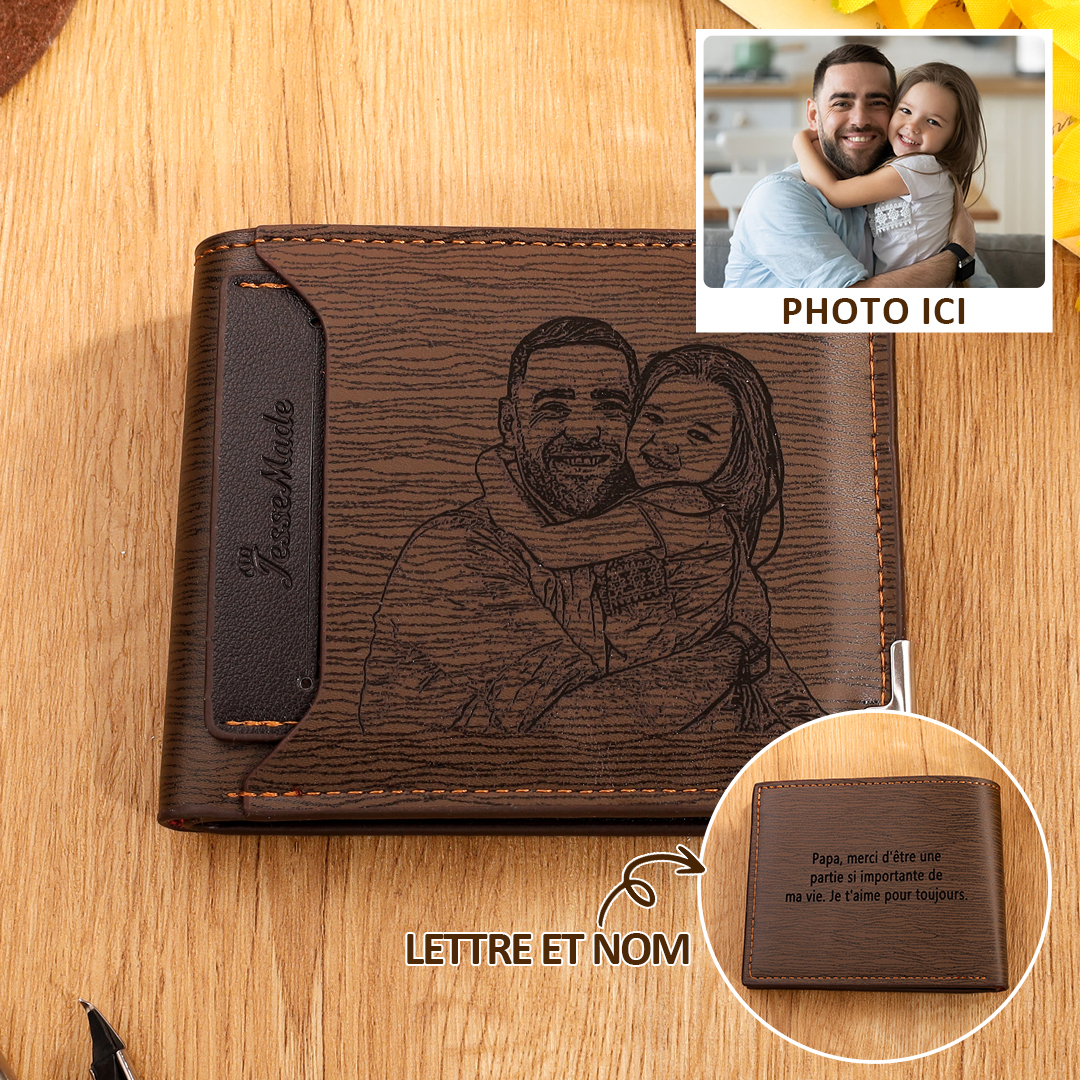 À mon Papa-Portefeuille Personnalisé avec Photo et Texte  Portefeuille Classique Homme pour Père | Jessemade