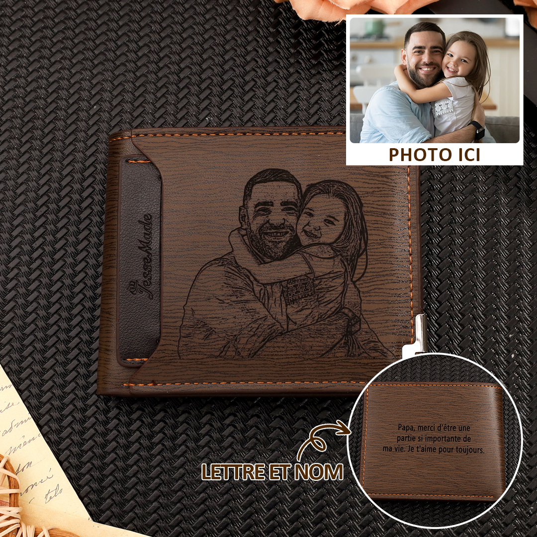 À mon Papa-Portefeuille Personnalisé avec Photo et Texte  Portefeuille Classique Homme pour Père | Jessemade