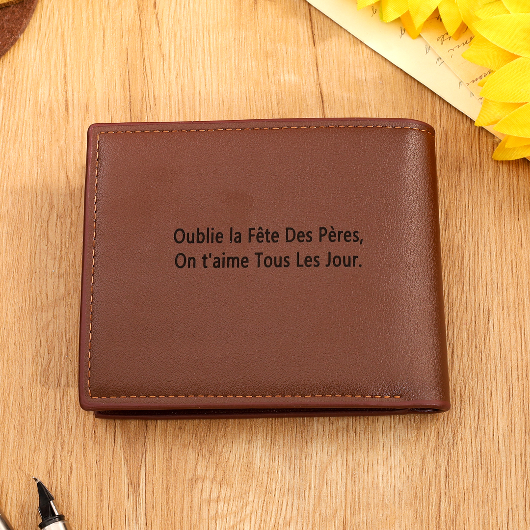 Portefeuille Personnalisé Photo et Texte Personnalisé Porte-Monnaie Carte Classique Homme Cadeau pour Père | Jessemade