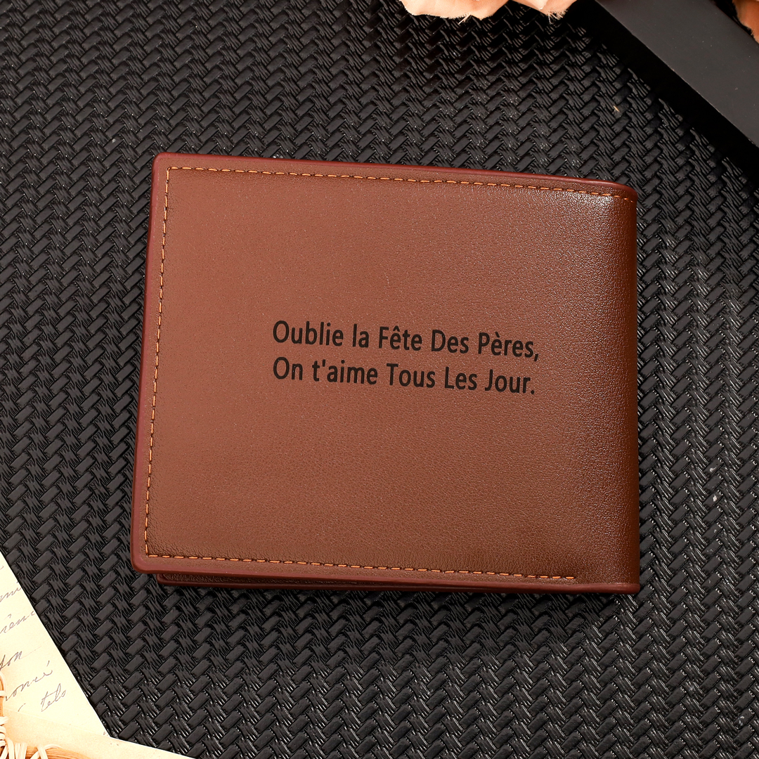 Portefeuille Personnalisé Photo et Texte Personnalisé Porte-Monnaie Carte Classique Homme Cadeau pour Père | Jessemade