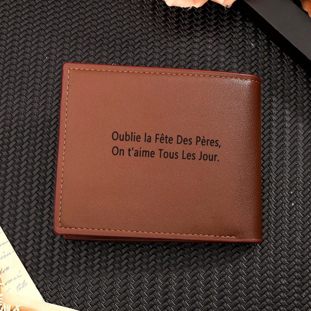 Portefeuille Personnalisé Photo et Texte Personnalisé Porte-Monnaie Carte Classique Homme Cadeau pour Père | Jessemade