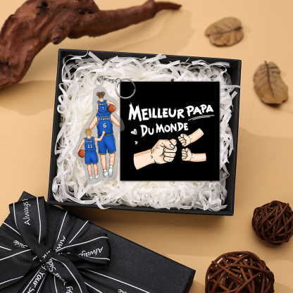Ornements/Porte-Clés Acrylique Basket-Ball 2-5 Prénoms Personnalisés pour Famille | Cadeau Fête des Pères | Jessemade