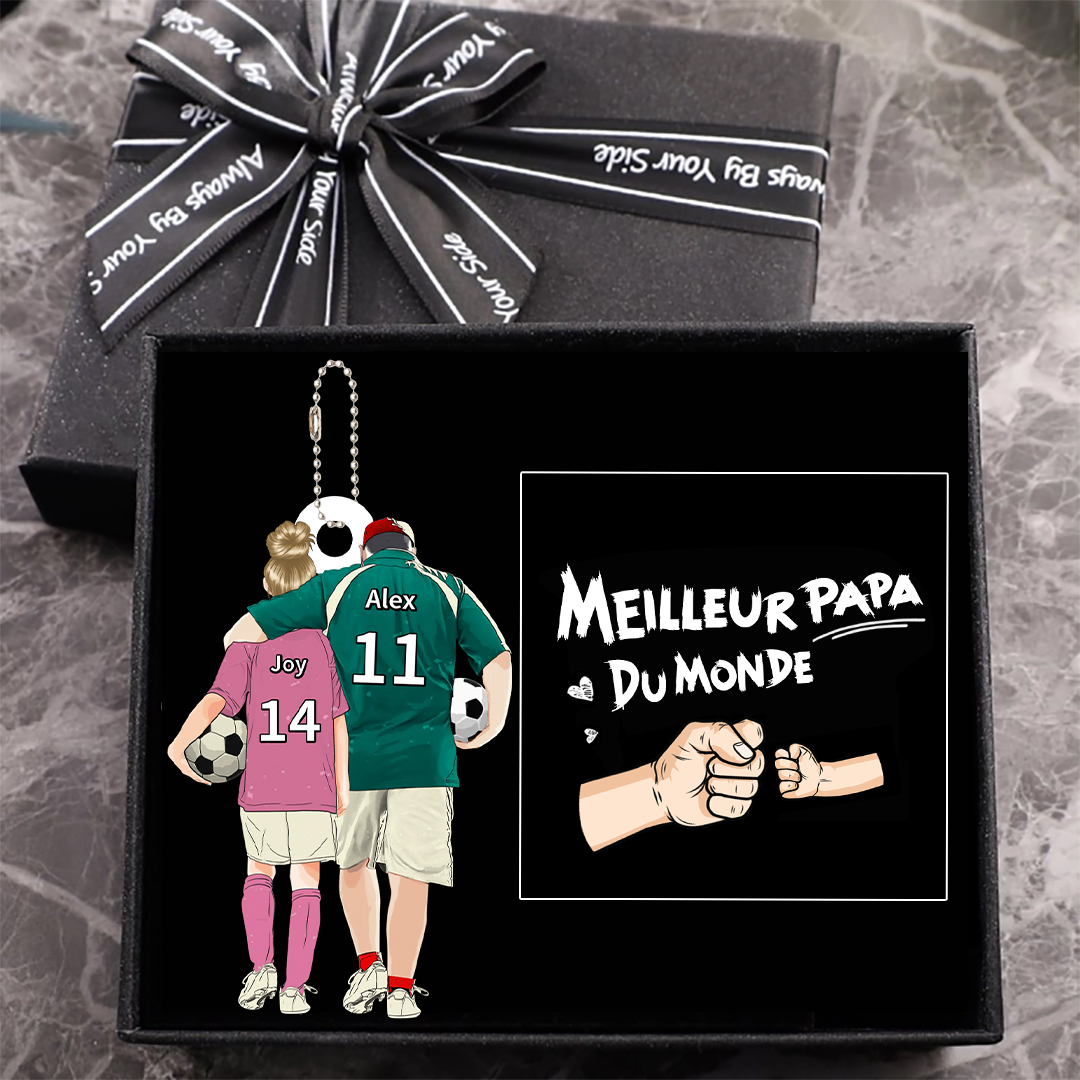 Porte-Clés Acrylique Hommes et Garçons/Filles avec 2 Prénoms Personnalisés Cadeau pour père et enfant  | Jessemade