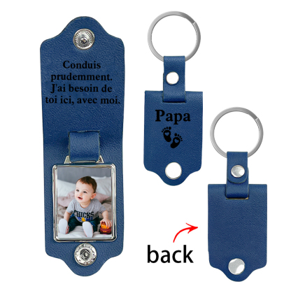 À mon Papa - Porte-Clés en Cuir PU personnalisé avec 2 Textes et Photo | Jessemade