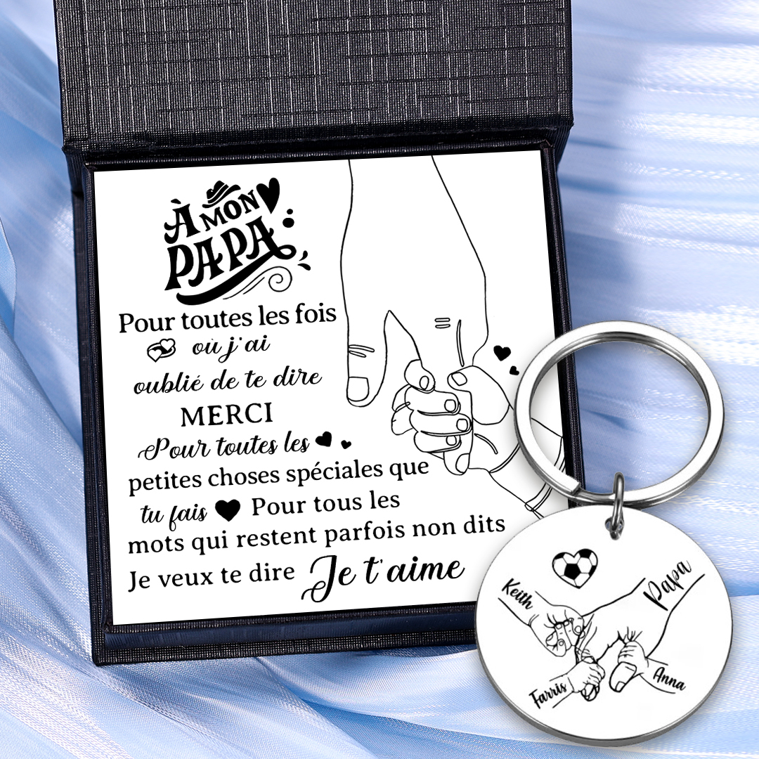 À mon Papi - Porte-clés Personnalisé avec 4 Prénoms et Photo Porte-Clés la main dans la main Pour Papi | Jessemade