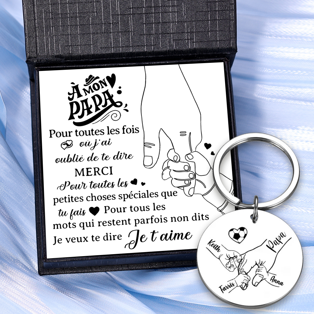 À mon Papi - Porte-clés Personnalisé avec 4 Prénoms et Photo Porte-Clés la main dans la main Pour Papi | Jessemade