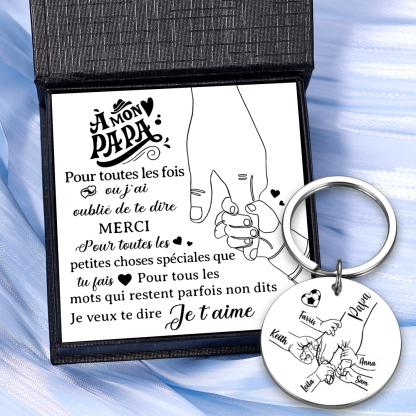 À mon Papi - Porte-clés Personnalisé avec 6 Prénoms et Photo Porte-Clés la main dans la main Pour Papi | Jessemade