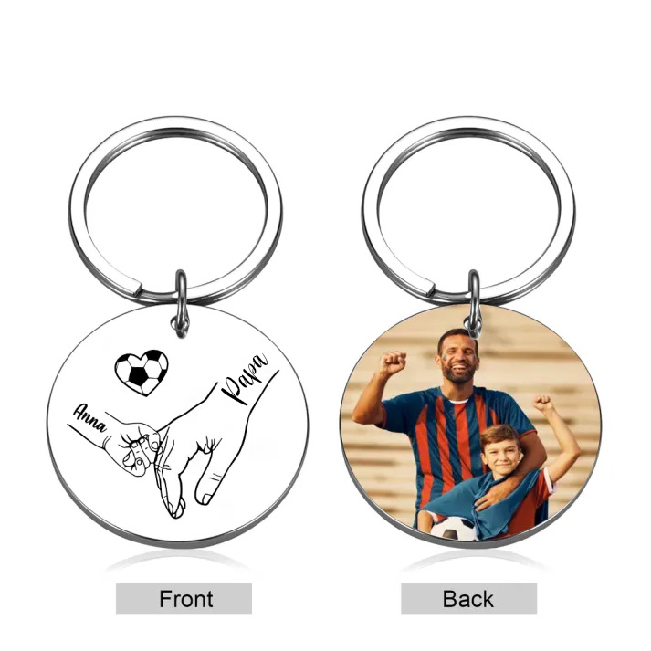 À mon Papi - Porte-clés Personnalisé avec 2 Prénoms et Photo Porte-Clés la main dans la main Pour Papi | Jessemade