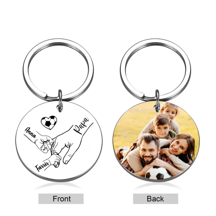 À mon Papi - Porte-clés Personnalisé avec 3 Prénoms et Photo Porte-Clés la main dans la main Pour Papi | Jessemade