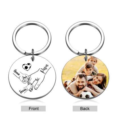 À mon Papi - Porte-clés Personnalisé avec 3 Prénoms et Photo Porte-Clés la main dans la main Pour Papi | Jessemade