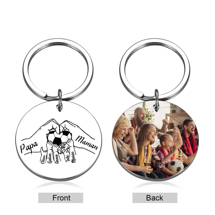 Porte-clés Personnalisé avec 7 Prénoms et Photo Porte-Clés la main dans la main-Cadeau pour la Famille | Jessemade