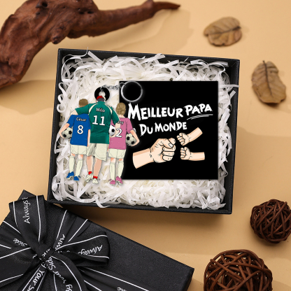 🔥Cadeau Papa -Porte-Clés Football Personnalisée 2 Prénoms d’enfants et 1 Prénom Homme -Cadeau pour Famille | Jessemade