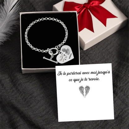 Bracelet avec Cœur Breloque personnalisé en acier inoxydable avec photo et prénom Cadeau commémoratif | Jessemade