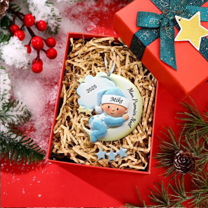 Décoration Sapin Noël en Bois 1 Prénom Personnalisé avec texte et années cadeau pour BéBé | Jessemade