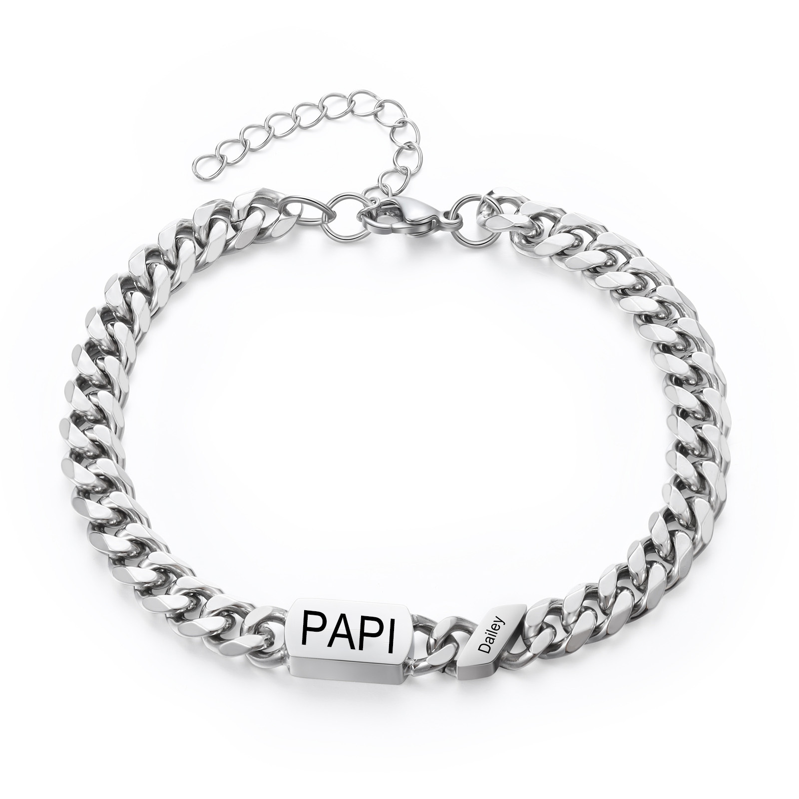 [Copy]À mon Papa - Bracelet Personnalisé 1-6 Prénoms Personnalisés et Texte Bracelet Cubain pour Homme｜Jessemade