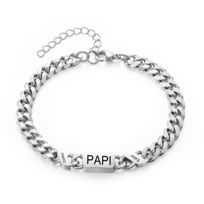 [Copy]À mon Papa - Bracelet Personnalisé 1-6 Prénoms Personnalisés et Texte Bracelet Cubain pour Homme｜Jessemade