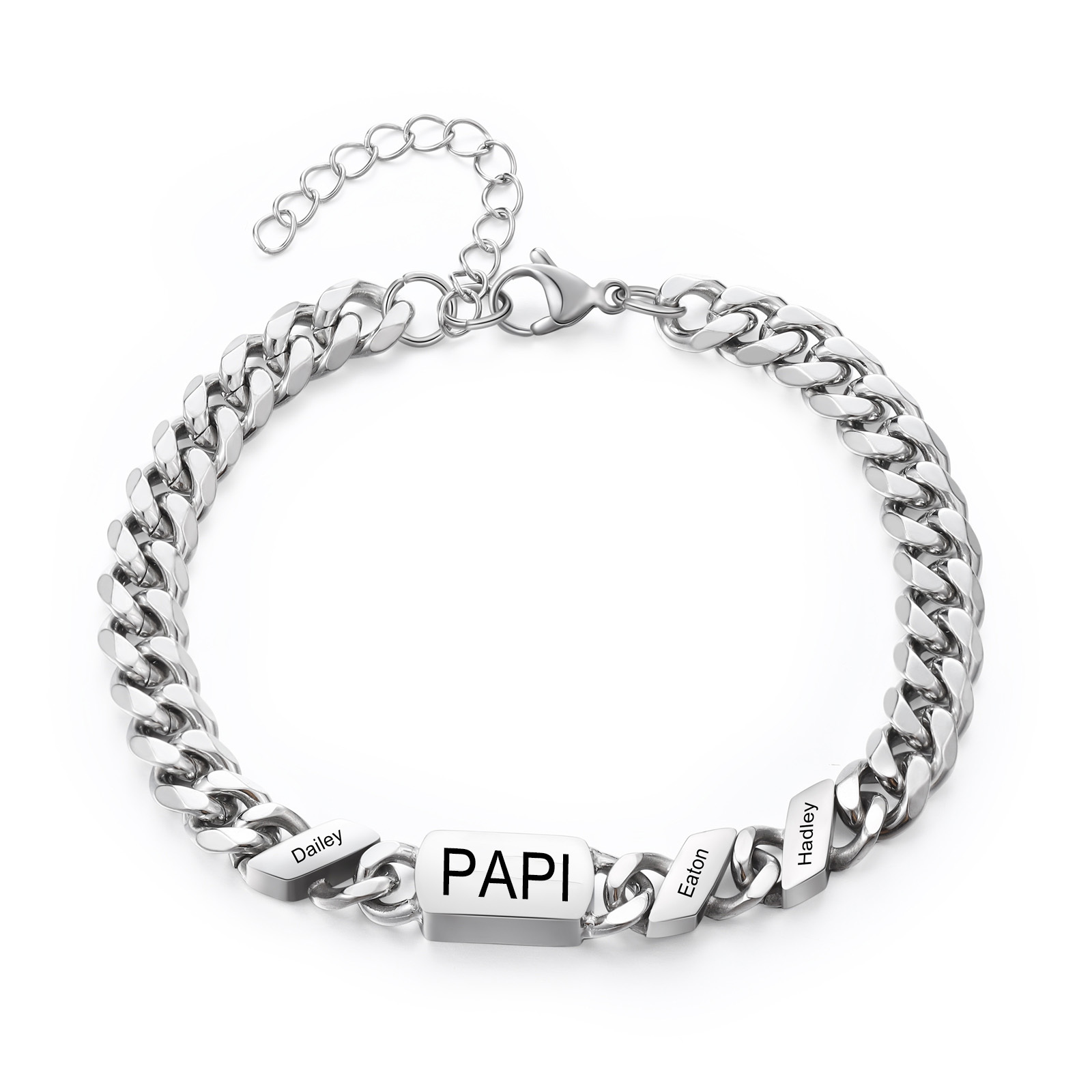 [Copy]À mon Papa - Bracelet Personnalisé 1-6 Prénoms Personnalisés et Texte Bracelet Cubain pour Homme｜Jessemade