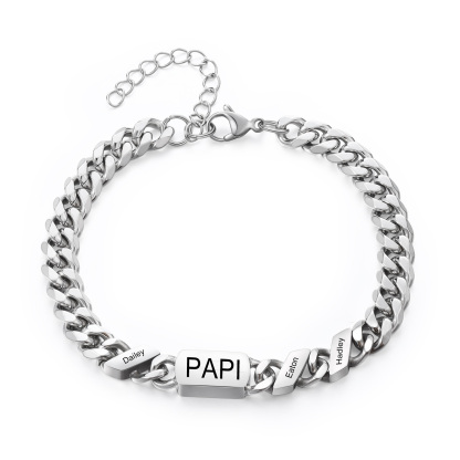 [Copy]À mon Papa - Bracelet Personnalisé 1-6 Prénoms Personnalisés et Texte Bracelet Cubain pour Homme｜Jessemade