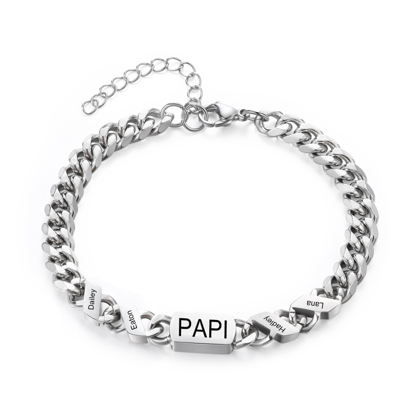 [Copy]À mon Papa - Bracelet Personnalisé 1-6 Prénoms Personnalisés et Texte Bracelet Cubain pour Homme｜Jessemade