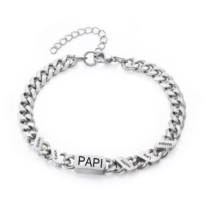 [Copy]À mon Papa - Bracelet Personnalisé 1-6 Prénoms Personnalisés et Texte Bracelet Cubain pour Homme｜Jessemade