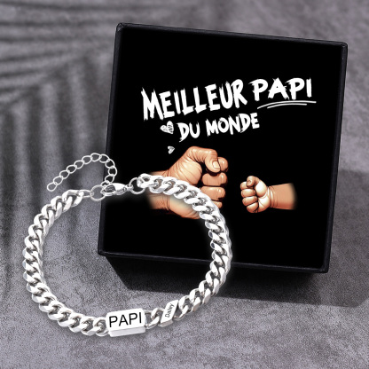 [Copy]À mon Papa - Bracelet Personnalisé 1-6 Prénoms Personnalisés et Texte Bracelet Cubain pour Homme｜Jessemade