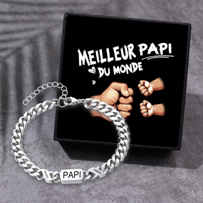 [Copy]À mon Papa - Bracelet Personnalisé 1-6 Prénoms Personnalisés et Texte Bracelet Cubain pour Homme｜Jessemade
