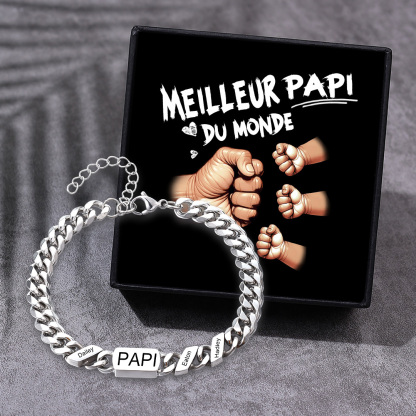[Copy]À mon Papa - Bracelet Personnalisé 1-6 Prénoms Personnalisés et Texte Bracelet Cubain pour Homme｜Jessemade