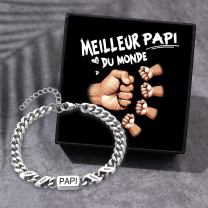 [Copy]À mon Papa - Bracelet Personnalisé 1-6 Prénoms Personnalisés et Texte Bracelet Cubain pour Homme｜Jessemade