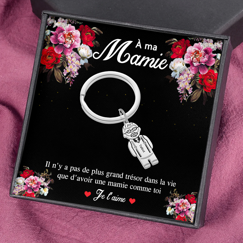 À ma Mamie - Porte-Clés Personnalisé Avec 1 Prénom et 1 Breloque Enfant Porte-Clés pour Grand-Mère | Jessemade