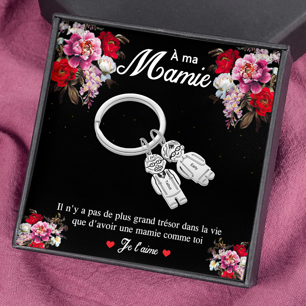 À ma Mamie - Porte-Clés Personnalisé Avec 2 Prénoms et 2 Breloques Enfant Porte-Clés pour Grand-Mère | Jessemade