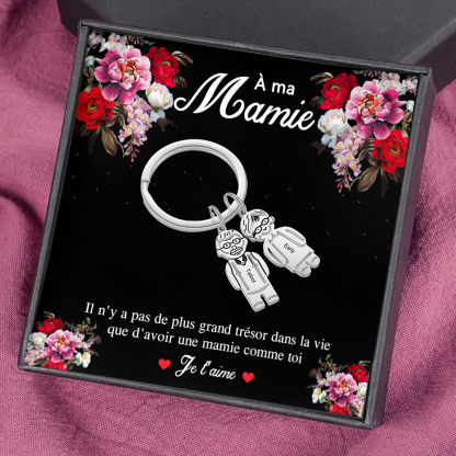 À ma Mamie - Porte-Clés Personnalisé Avec 2 Prénoms et 2 Breloques Enfant Porte-Clés pour Grand-Mère | Jessemade
