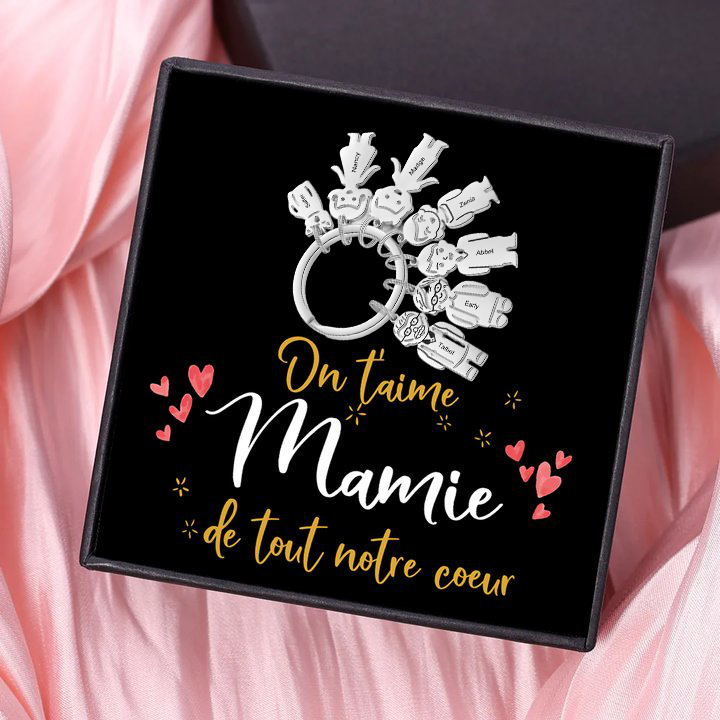 À ma Maman - Porte-Clés Personnalisé Avec 7 Prénoms et 7 Breloques Enfant Porte-Clés pour Mère | Jessemade