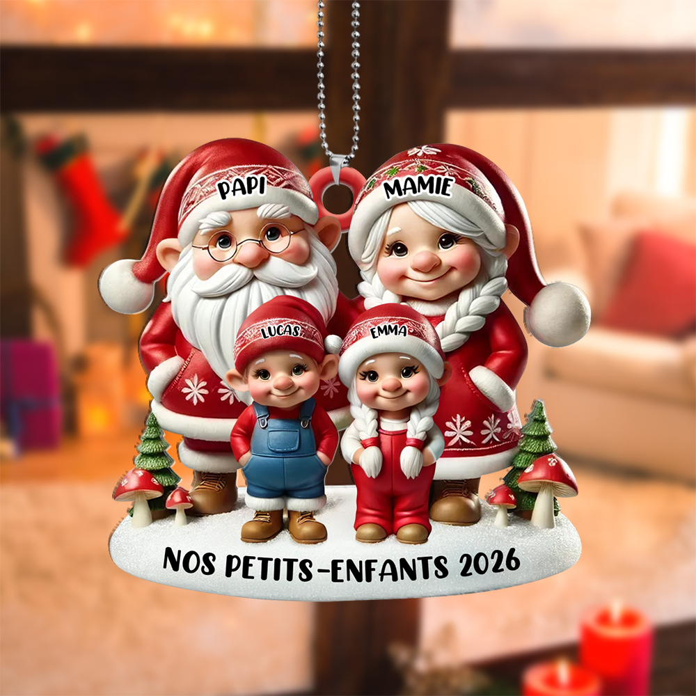 Décoration Sapin Noël Personnalisée Famille - Papy Mamie Lutin