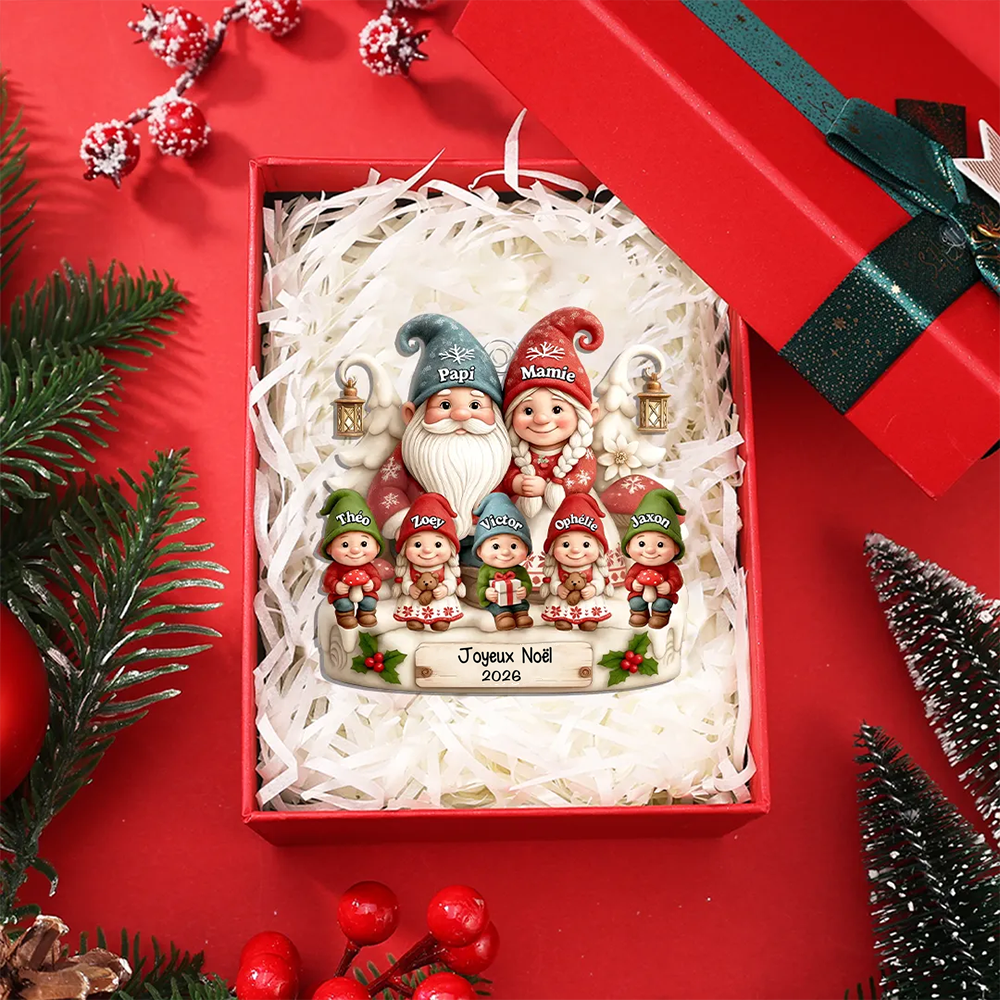 Décoration Sapin Noël Personnalisée avec une Famille de Lutins