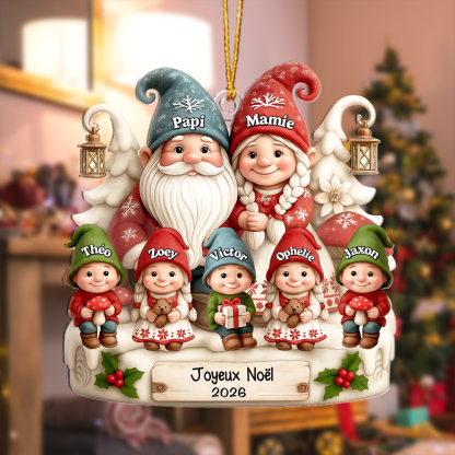 Décoration Sapin Noël Personnalisée avec une Famille de Lutins