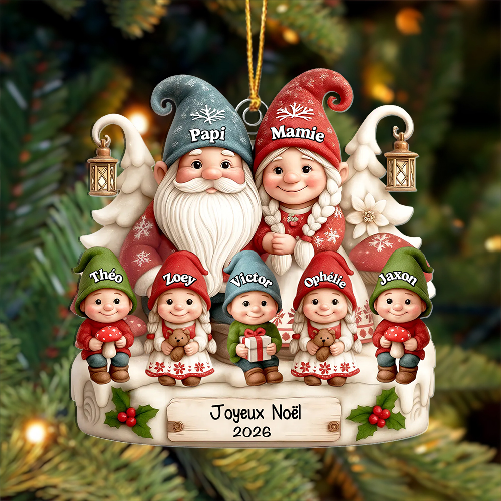Décoration Sapin Noël Personnalisée avec une Famille de Lutins