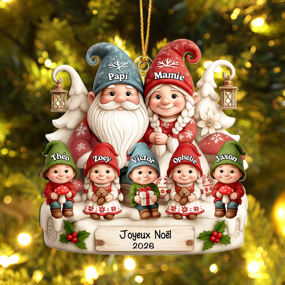 Décoration Sapin Noël Personnalisée avec une Famille de Lutins
