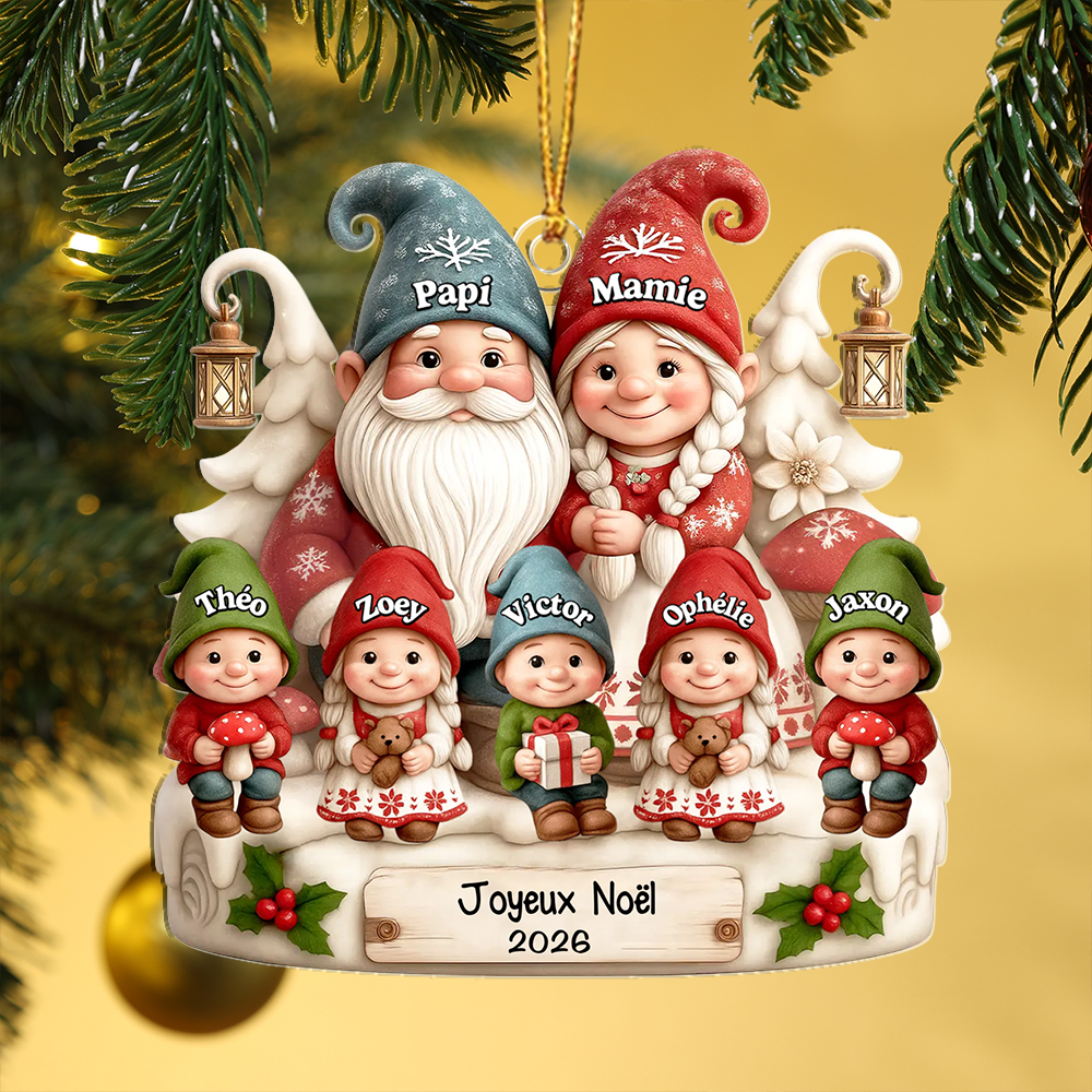 Décoration Sapin Noël Personnalisée avec une Famille de Lutins