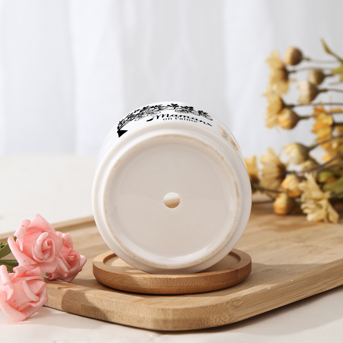 Vase/Pot de Fleurs Arbre de vie 7 Prénoms Personnalisés avec Texte Décoration de la Maison (sans plantes)