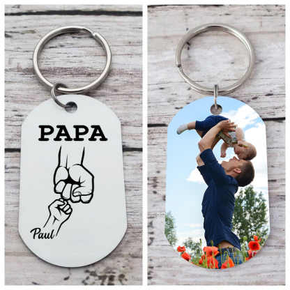 À mon Papa - 1-5 Noms Porte-Clés Poings Personnalisés avec Photo