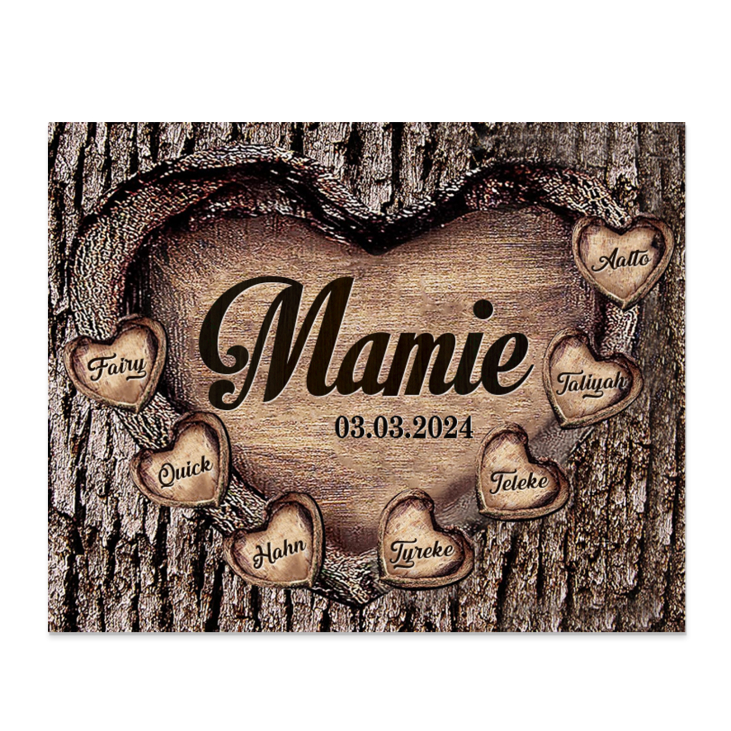 À Papi/Mamie - Cadre en Bois 7 Prénoms Personnalisés avec Texte et Date Cadeau pour Famille