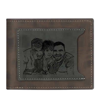 À mon Papa - Portefeuille Poings 2 Prénoms Personnalisés avec Photo Classique Homme Porte-Monnaie Carte