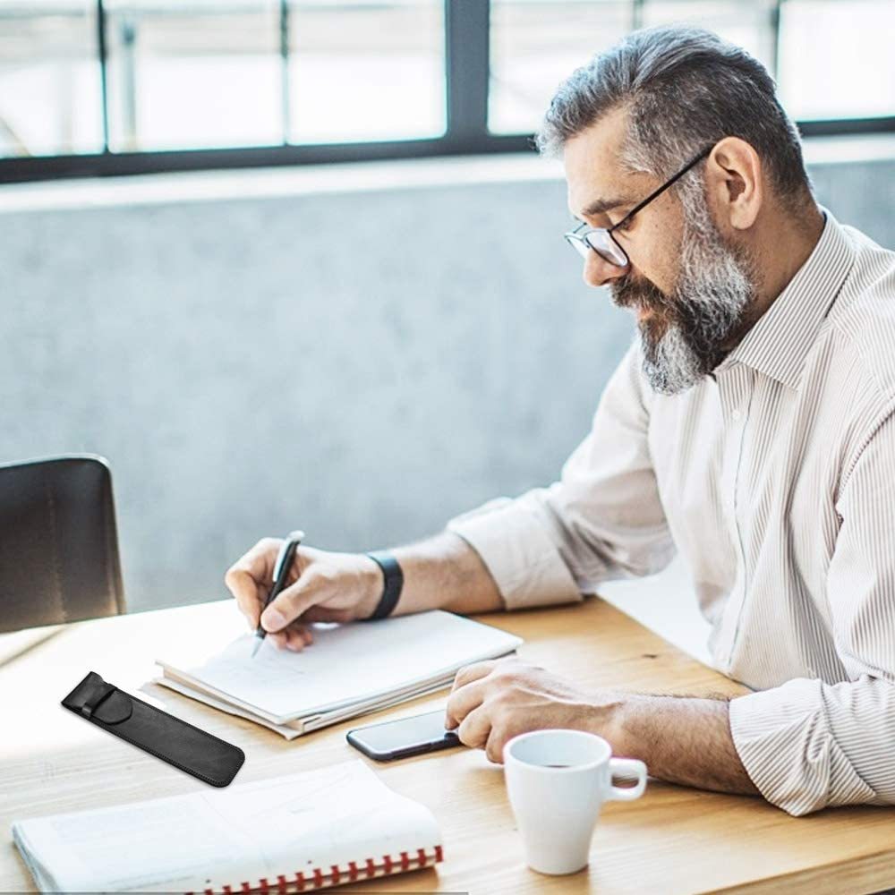 Porte-Stylo en Cuir PU Prénom Personnalisé avec un stylo