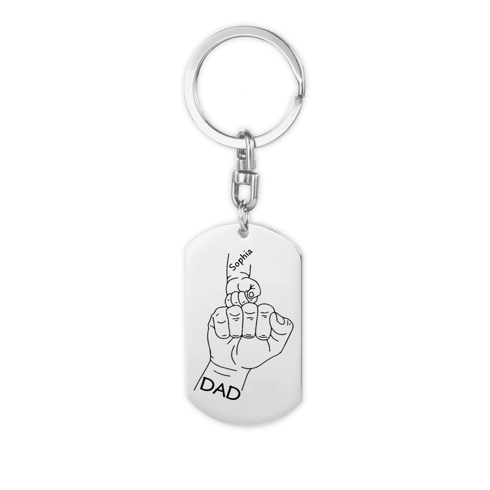 À mon Papa - Porte-Clés Poings 2 Prénoms Personnalisés avec Photo