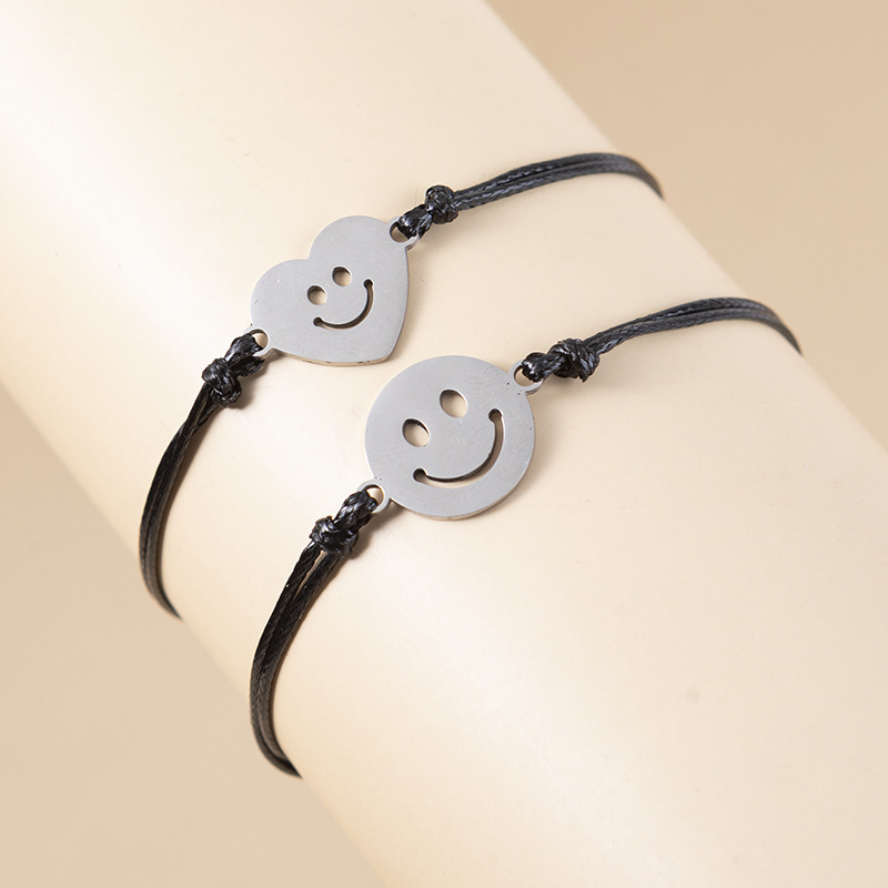 2PCS Ensemble de Bracelets Smiley Bracelet en Commun Cadeau Rentrée Scolaire Premier jour d’école｜Jessemade